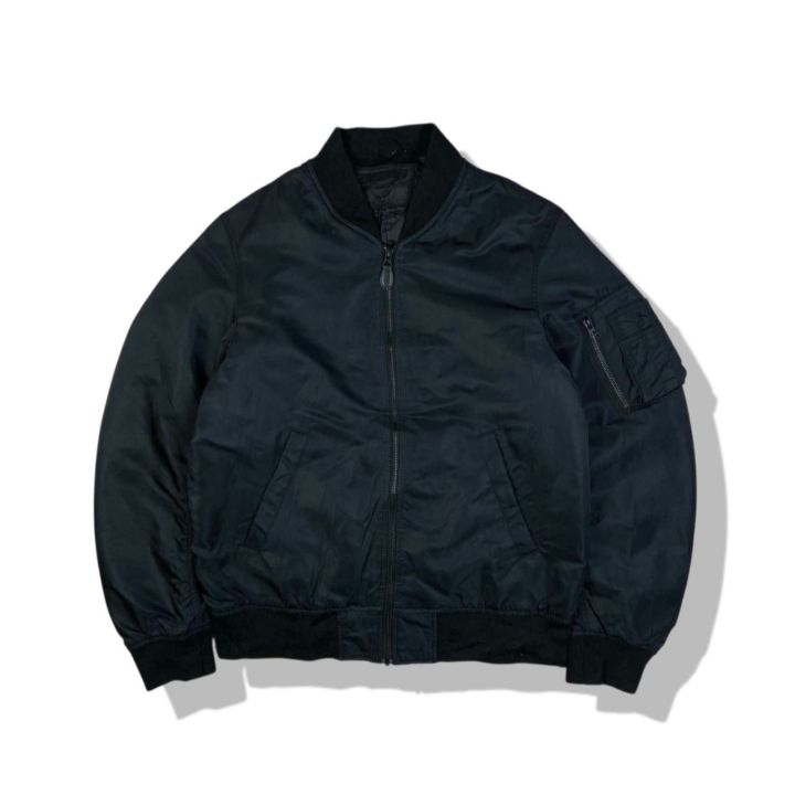 Uniqlo Black MA-1 Bomber Flight Jacket(L01) มือสอง รอบอก 47” | Lazada Thailand
