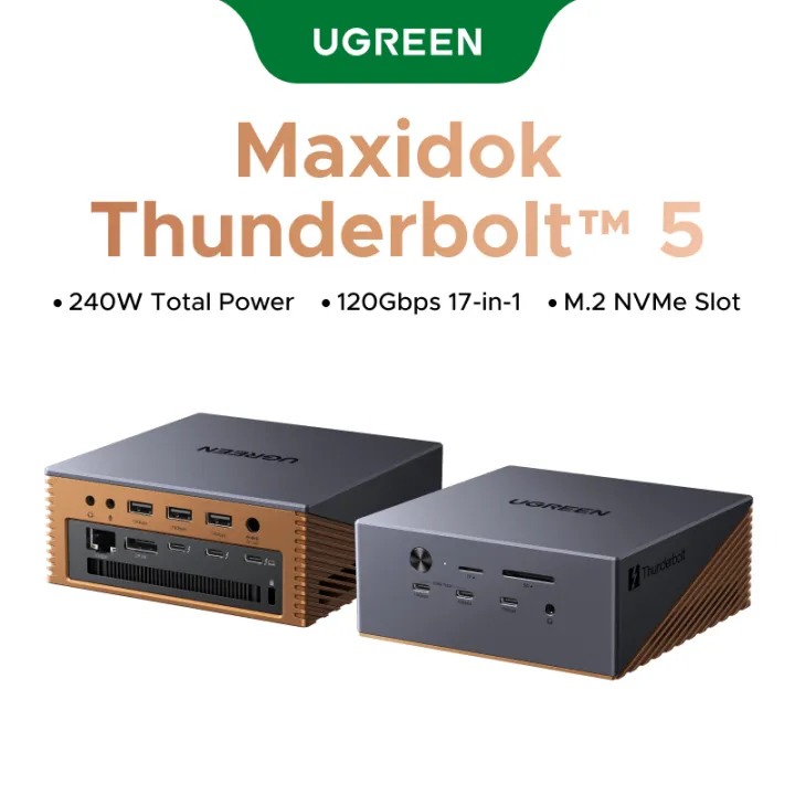 UGREEN Thunderbolt 5 Docking Station 17-in-1, 120Gbps Transfer, 140W Charging, 8K Display, 2.5G Ethernet | Lazada Thailand