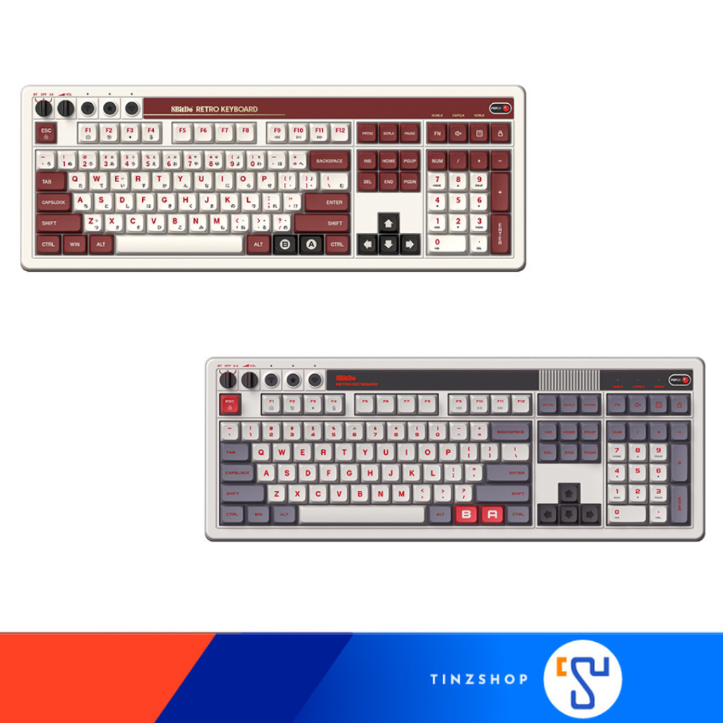 8BitDo Retro 108 Mechanical Keyboard 85HC คีย์บอร์ดเกมมิ่งแนวเรโทรสำหรับ Windows & Android 85HC01 , 85HC02 : Tinzshop