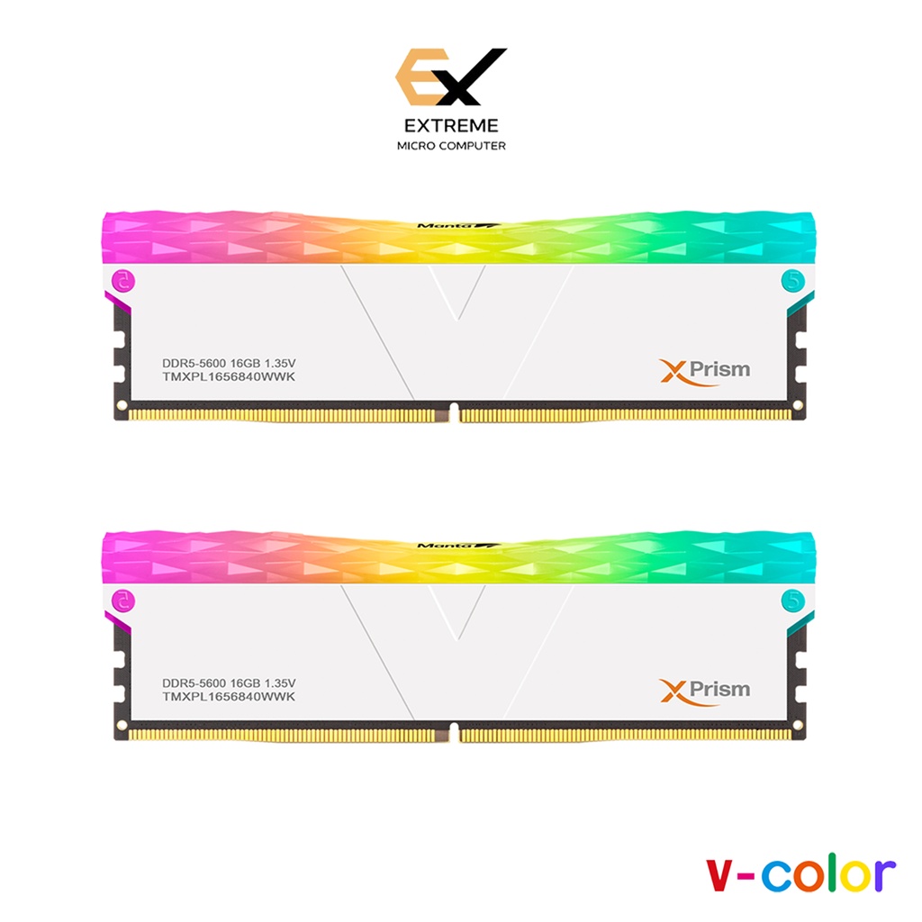แรมพีซี 32GB (16GBx2) DDR5 5600/6000/6400MHz v-color MANTA XPRISM RGB | Shopee Thailand