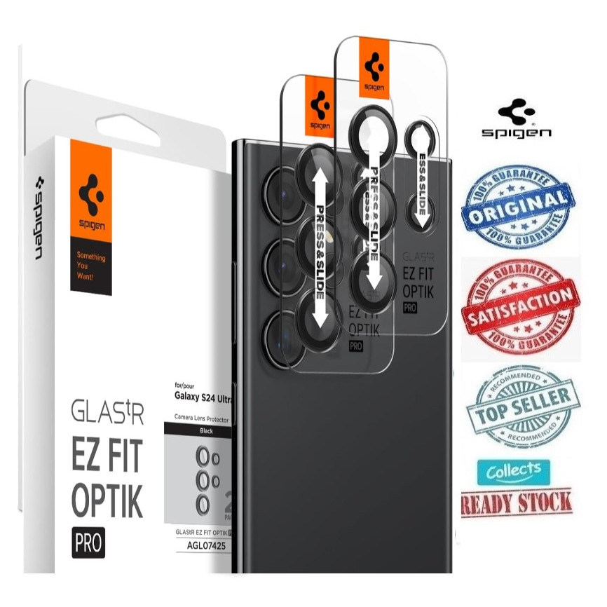 Spigen ฟิล์มกันรอยเลนส์กล้อง [GlasTR EZ Fit Optik Pro] ออกแบบมาสําหรับ Galaxy S24 Ultra [Case Friendly] - สีดํา | Shopee Thailand