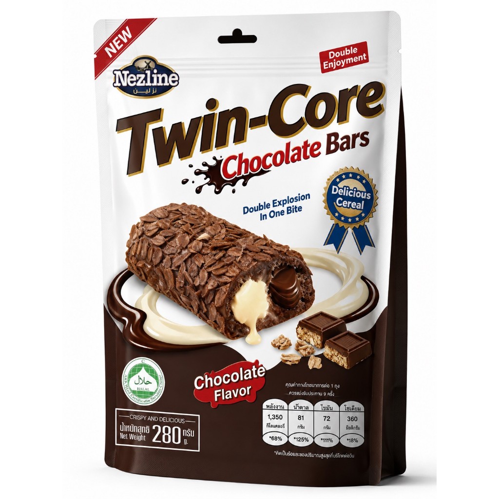 280 กรัม Twin-Core Chocolate Bars ขนมเวเฟอร์เคลือบโอ๊ต สอดไส้ครีมนม และช็อกโกแลต | Shopee Thailand