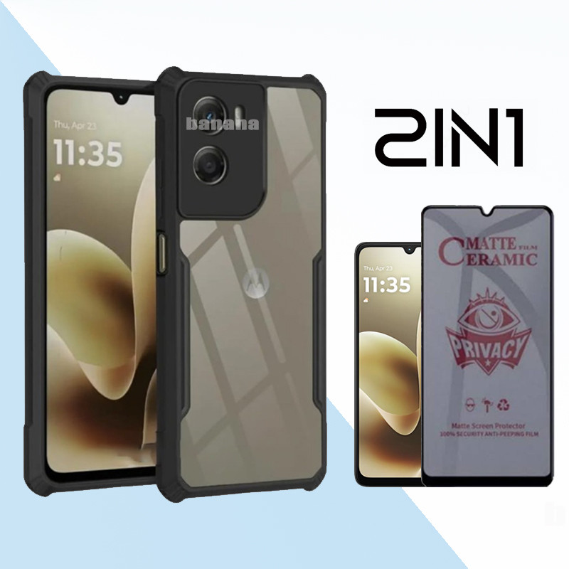 Motorola Moto G06 Power G06 G67 G77 5G G17 Power 2 IN 1 เคสโทรศัพท์กันกระแทก, HD กระจกนิรภัยใสป้องกันหน้าจอเต็ม Anti Drop Protection | Shopee Thailand