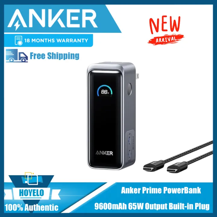 Anker Prime Power Bank, 9,600mAh Battery Pack with 65W Output, Built-in AC Plug, Supports PD 3.0 and PPS, 30W Fast Recharging, Sleek Portable Charger for MacBook Pro, iPhone 15 Series, Galaxy, iPad | Lazada Thailand