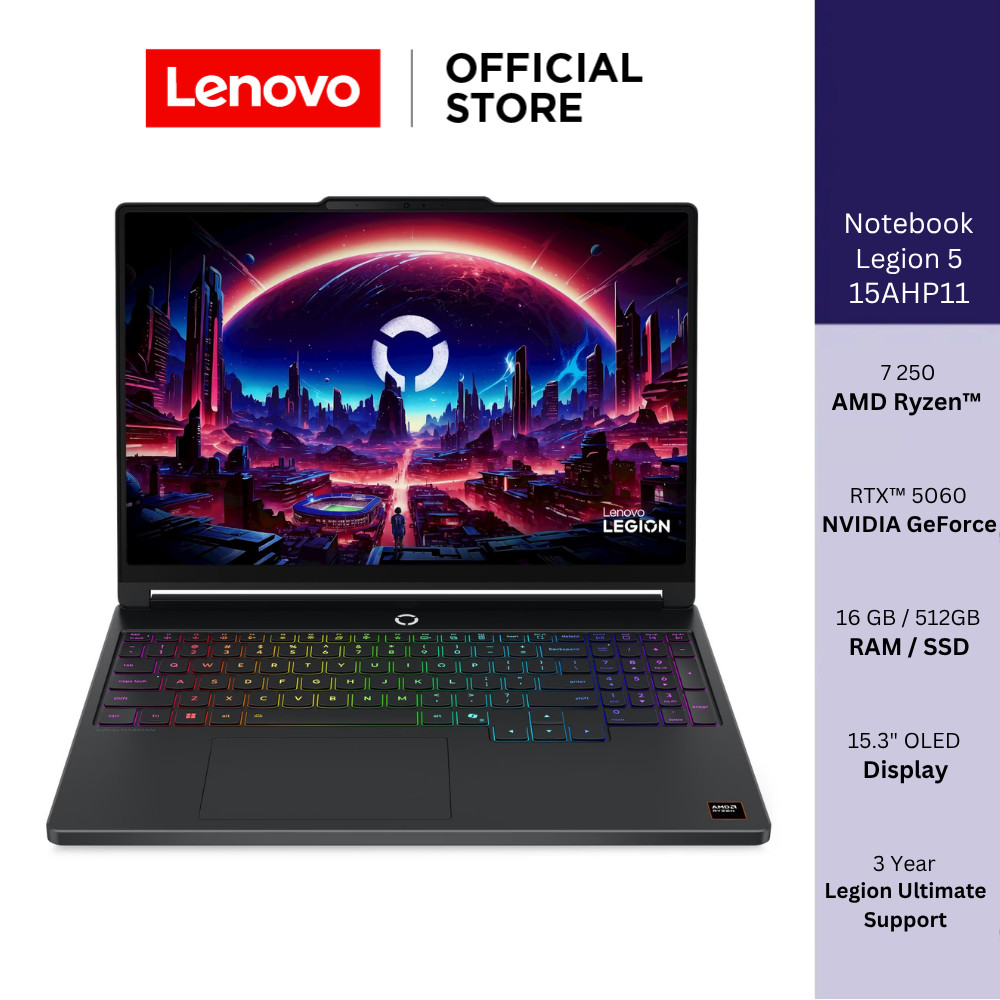 Lenovo Legion 5 15AHP11(83Q70069TA)Notebook Ryzen 7 250 RTX 5060 RAM 16GB SSD 512GB 15.3" OLED | AI-Powered Gaming PC