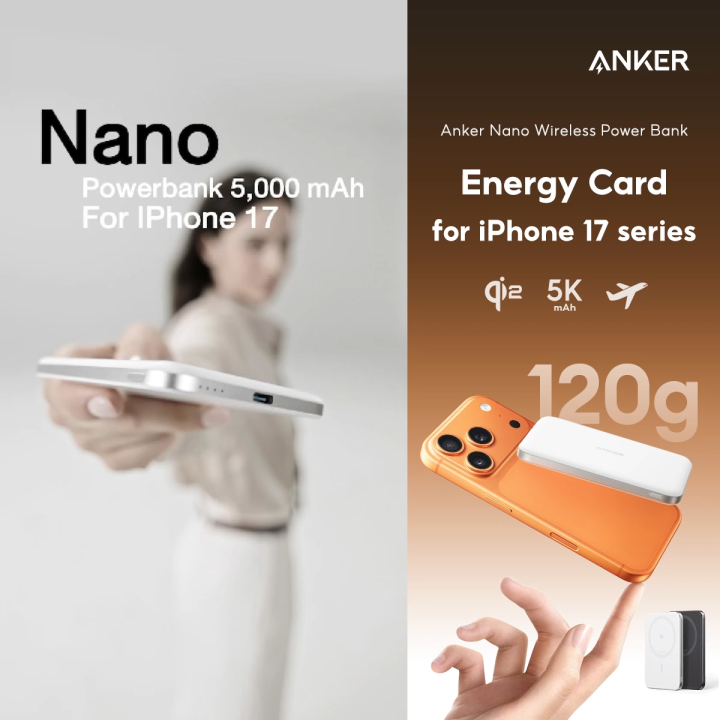 [Qi2]ANKER Nano PowerBank 5000mAh พาวเวอร์แบงค์ UltraThin Magnetic PD20W ชาร์จเร็ว แบตสํารอง สำหรับ iPhone 17/16 A1665 | Lazada Thailand