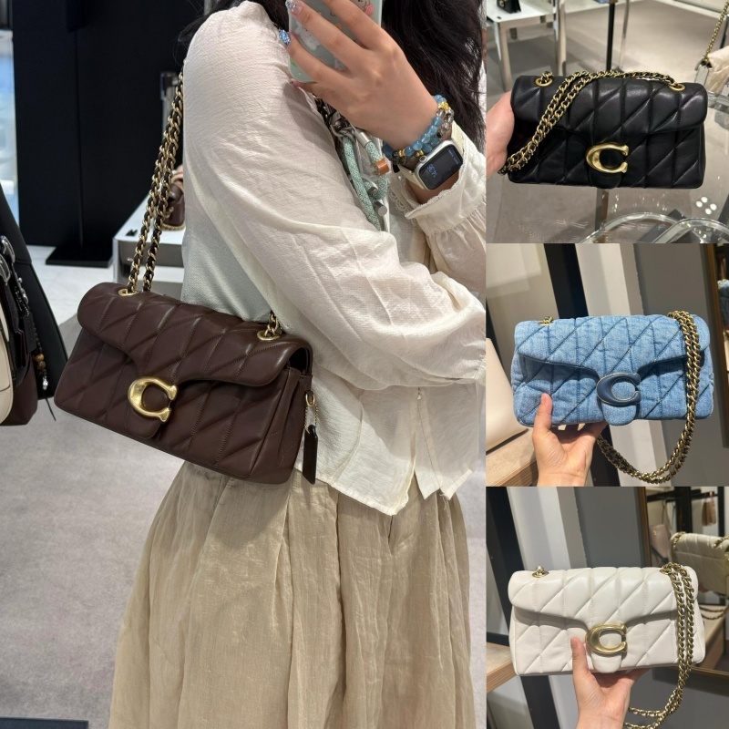 แท้ 💯% Coach Tabby 20/26 With Quilting shoulder bag ถือและสะพายไหล่ได้ สายโซ่ กระเป๋าสะพายเฉียง