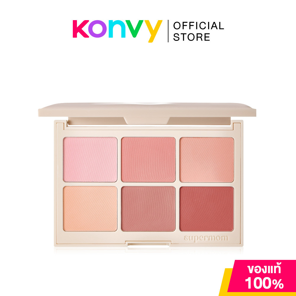 SUPERMOM Warm Tone Blush Palette 21g ซุปเปอร์มัม พาเลทบลัชออน วอร์มโทน 6 เฉดสี เม็ดสีชัด ติดทนนาน.