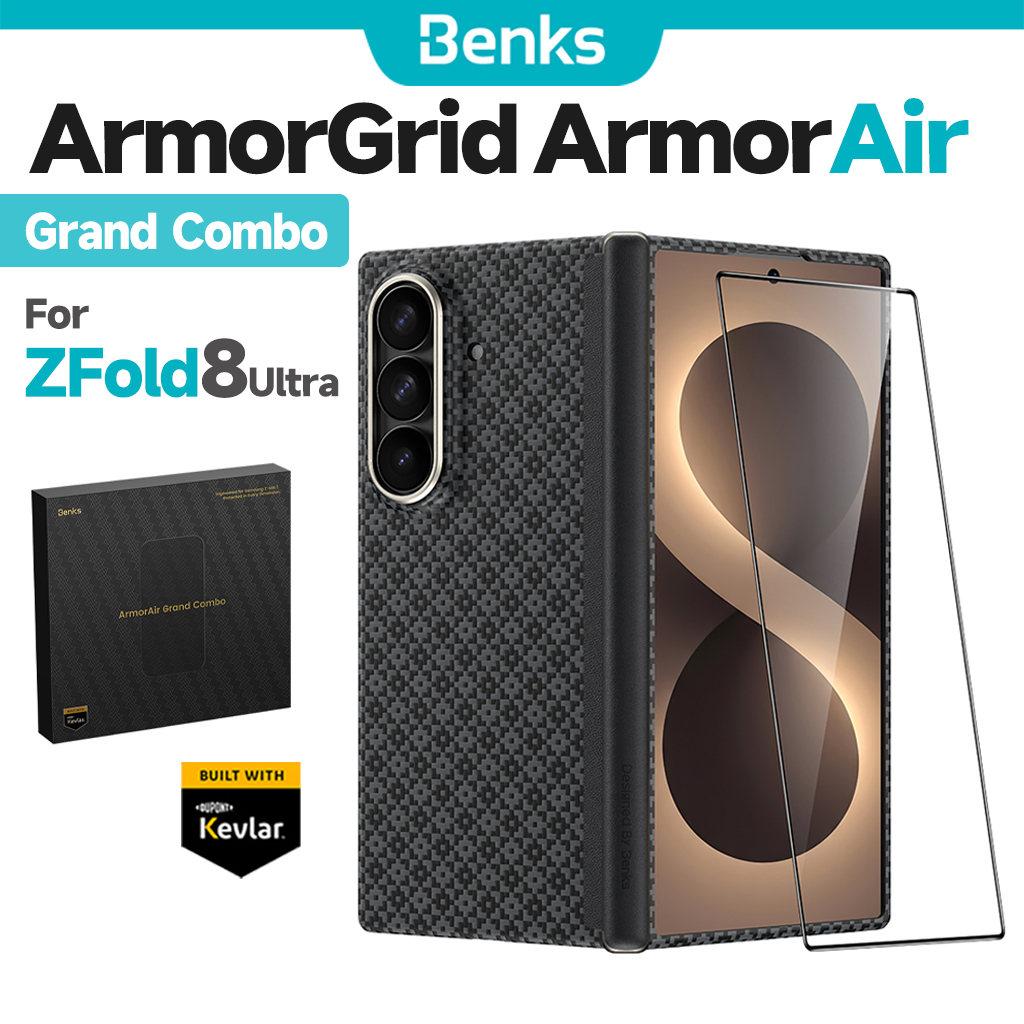 [Benks Official] Benks Grand Combo ArmorGrid ArmorAir สําหรับ Samsung Z พับ 8 Ultra Black Case กรอบด้านหน้าสร้างขึ้นพร้อมบานพับเคฟล่าร์ป้องกันหน้าจอ Slim Light Hard Casing | Shopee Thailand