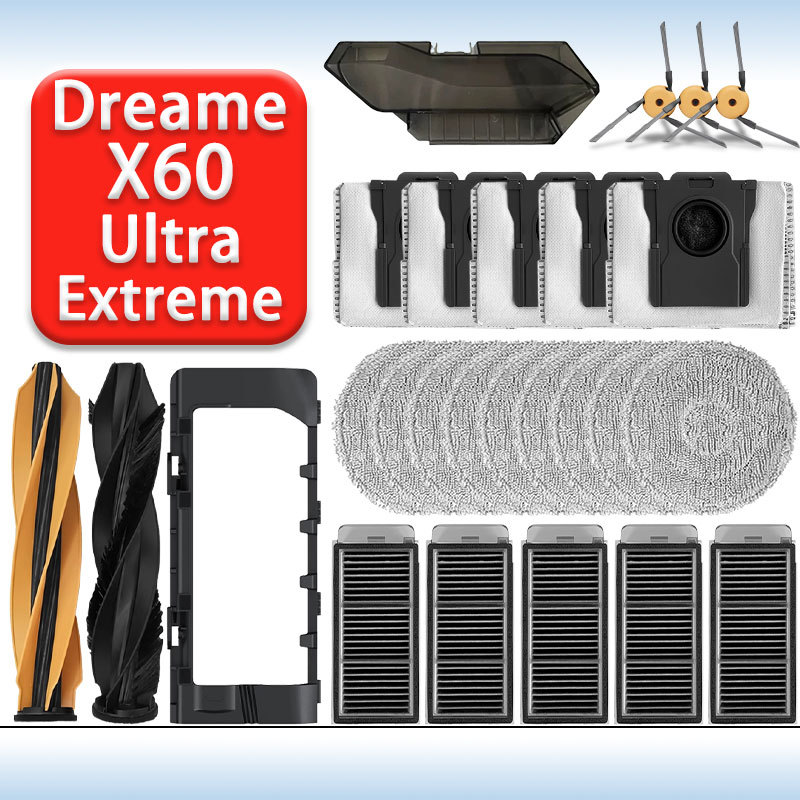 Dreame X60 Ultra Extreme เครื่องดูดฝุ่นอุปกรณ์เสริมหลักแปรงด้านข้าง HEPA Filter Mop ผ้าถุงเก็บฝุ่นอะไหล่ | Shopee Thailand