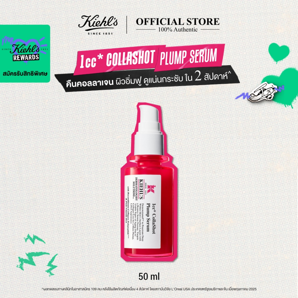 KIEHL'S 1CC* COLLASHOT PLUMP SERUM 50ML คีลส์ วันซีซี คอลล่าช็อต พลัมพ์ เซรั่ม ผิวอิ่มฟู