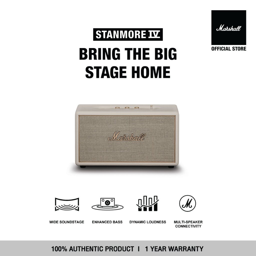 [NEW ARRIVAL] MARSHALL Stanmore IV Cream - รับประกัน 1 ปี + ส่งฟรี- ลำโพงบลูทูธ ลำโพง marshall ลําโพง bluetooth