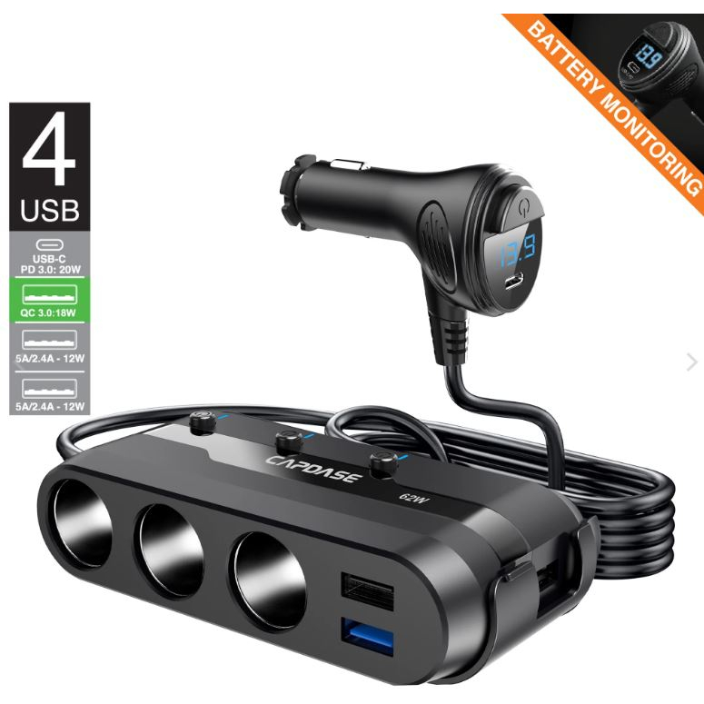 Capdase PowerHub BQP7 (3-Socket/4-USB) Car Charger | Shopee Thailand