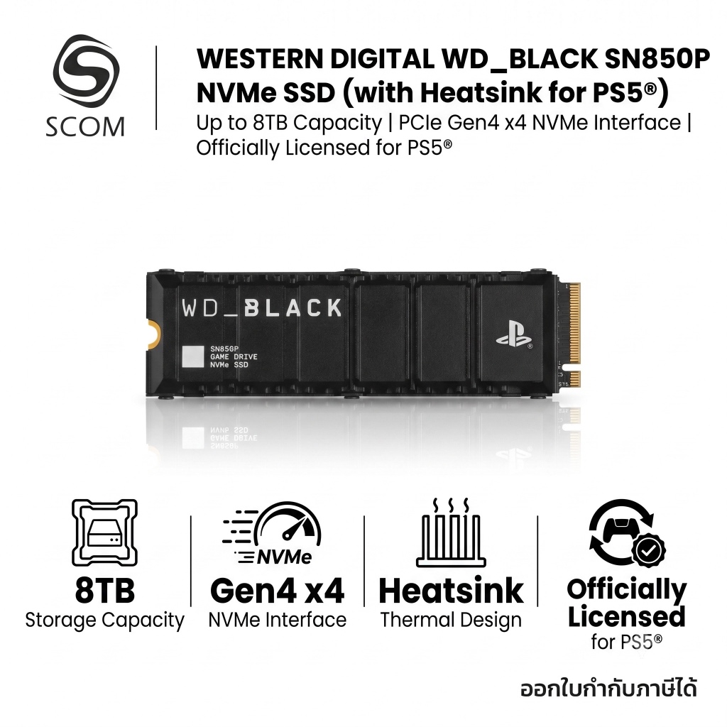 (SSD) 8TB 4TB 2TB 1TB WD BLACK SN850P HEATSINK SSD M.2 PCIe NVMe for PS5® consoles
