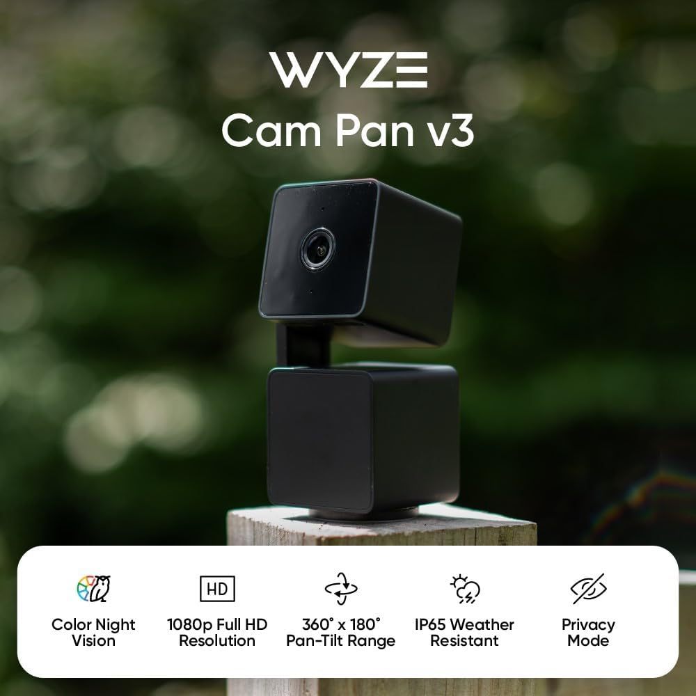 WYZE Cam Pan v3 Indoor/Outdoor IP65 1080P 360° Pan/Tilt/Zoom WiFi Smart Home Security Camera, Motion Tracking for Baby/P | Shopee Thailand