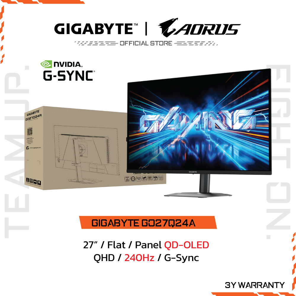 GIGABYTE GO27Q24A Gaming Monitor (จอมอนิเตอร์) | 27" QHD | QD-OLED | 0.03 ms | 240Hz | G-Sync