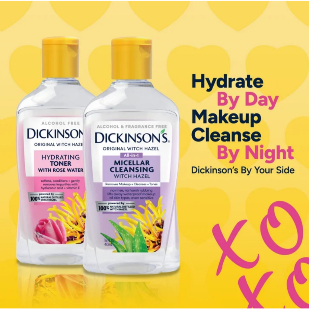 [Dickinsons] Original Witch Hazel Pore-perfecting Hydrating Rosewater Toner 473ml/Dickinsons Micellar Makeup Remover Cleanser Water 473ml /exp 2027.02