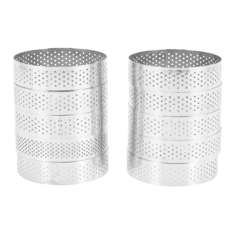 10 Pcs Circular Stainless Steel Tart Ring Tower Pie Cake Mould Baking Tools Perforated Cake Mousse Ring,8cm | Shopee Thailand