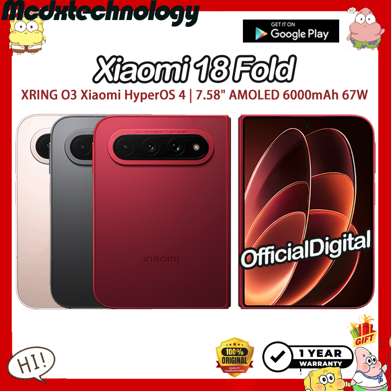 Xiaomi 18 Fold | XRING O3 Xiaomi HyperOS 4 | 7.58" AMOLED 6000mAh 67W Xiaomi Foldable Phone | สนับสนุน Google & ไม่มีไทย | Shopee Thailand