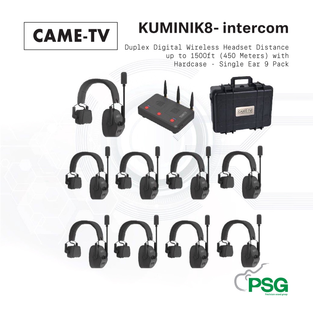 CAME-TV KUMINIK8- Intercom Duplex Digital Wireless Headset Distance up to 1500ft (450 Meters) Ear 9 Pack | Shopee Thailand