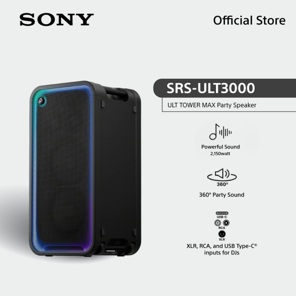 [New] Sony Party Speaker ULT TOWER MAX SRS-ULT3000 | ลำโพงปาร์ตี้เสียงทรงพลัง (2,150วัตต์) | karaoke Feature | Shopee Thailand