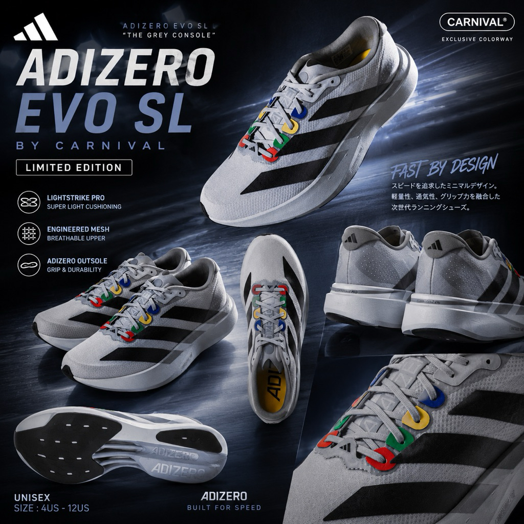 (💯มือ1ของแท้พร้อมส่ง)(🚛กทม.ส่งด่วน) ADIDAS ADIZERO EVO SL “The Grey Console” by CARNIVAL