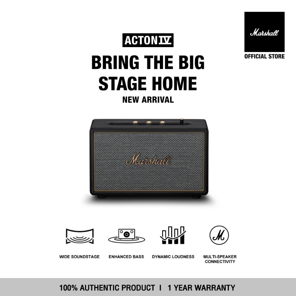 [NEW ARRIVAL] MARSHALL Acton IV Black -  รับประกัน 1 ปี + ส่งฟรี- ลำโพงบลูทูธ ลำโพง marshall ลําโพง bluetooth