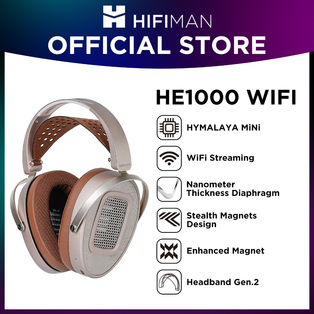 HIFIMAN HE1000 WiFi หูฟังแม่เหล็กแบบ Over-Ear แบบเปิดด้านหลังขนาดเต็มรูปแบบพร้อมสตรีมมิ่ง WiFi สําหรับ Audiophiles, Home & Studio ฟัง | Shopee Thailand