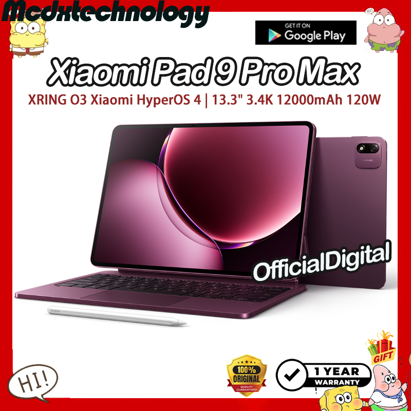 Xiaomi Pad 9 Pro Max | XRING O3 Xiaomi HyperOS 4 13.3" 3.4K 12000mAh 120W Xiaomi Tablet | สนับสนุน Google & ไม่มีไทย | Shopee Thailand