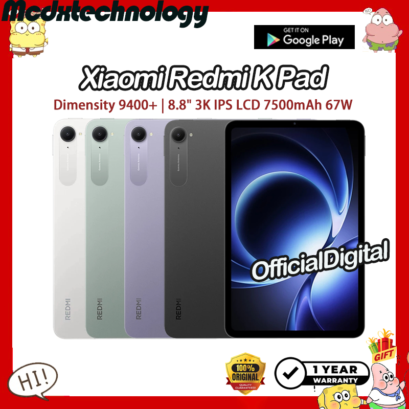 Xiaomi Redmi K Pad Dimensity 9400+ 8.8" 3K IPS LCD 7500mAh 67W Redmi Tablet Redmi K Pad | สนับสนุน Google & ไม่มีไทย | Shopee Thailand