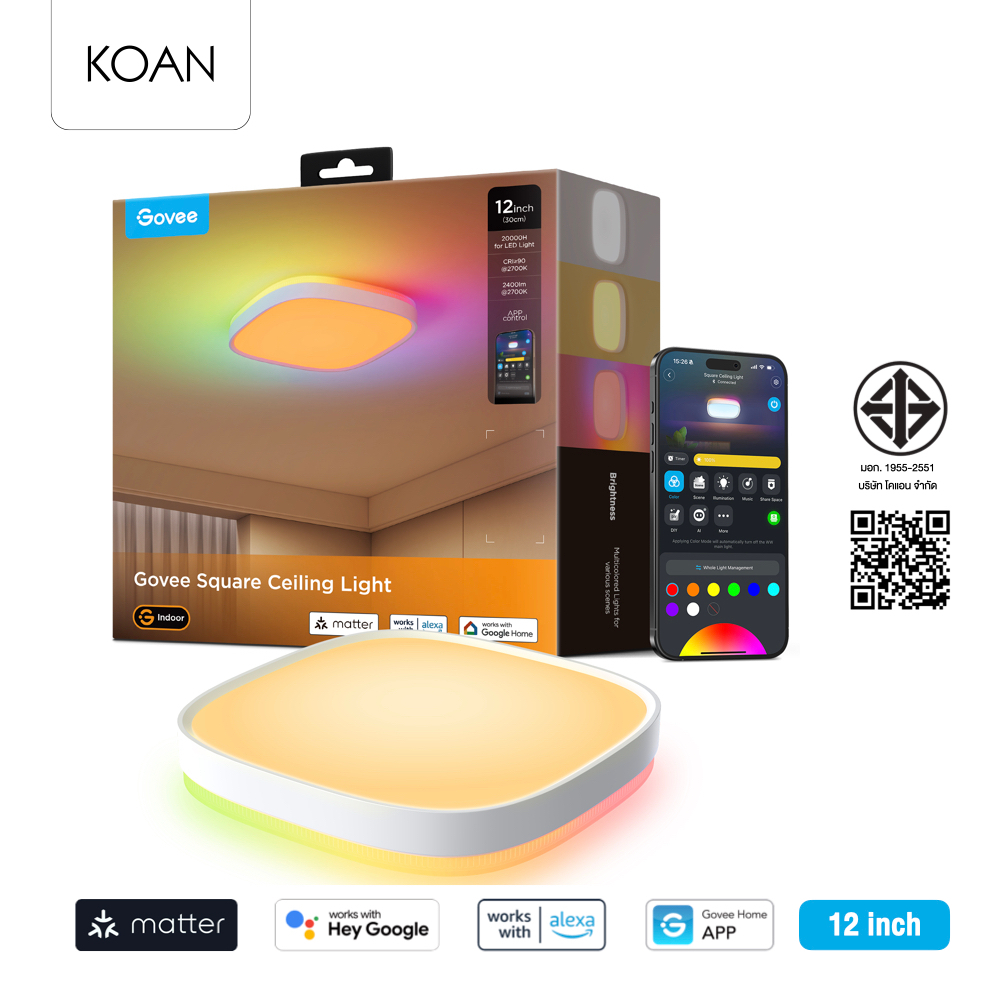 Govee Square Smart Ceiling Light (12inch) | Shopee Thailand