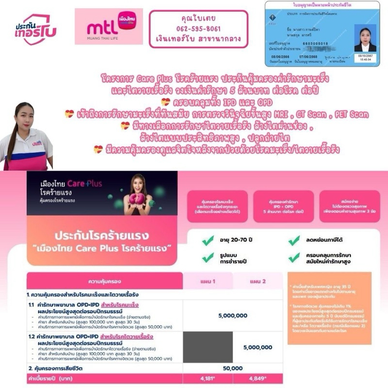 โครงการ Care Plus โรคร้ายแรง ประกันคุ้มครองค่ารักษามะเร็ง และไตวายเรื้อรัง วงเงินค่ารักษา (เบี้ยประกันขึ้นอยู่กับอายุ) | Shopee Thailand