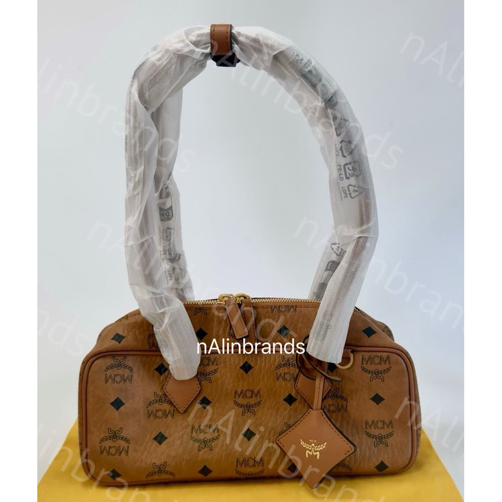 🇹🇭nAlinbrands พร้อมส่ง💯✅New MCM Aren East West Shoulder Bag in Visetos Cognac | Shopee Thailand