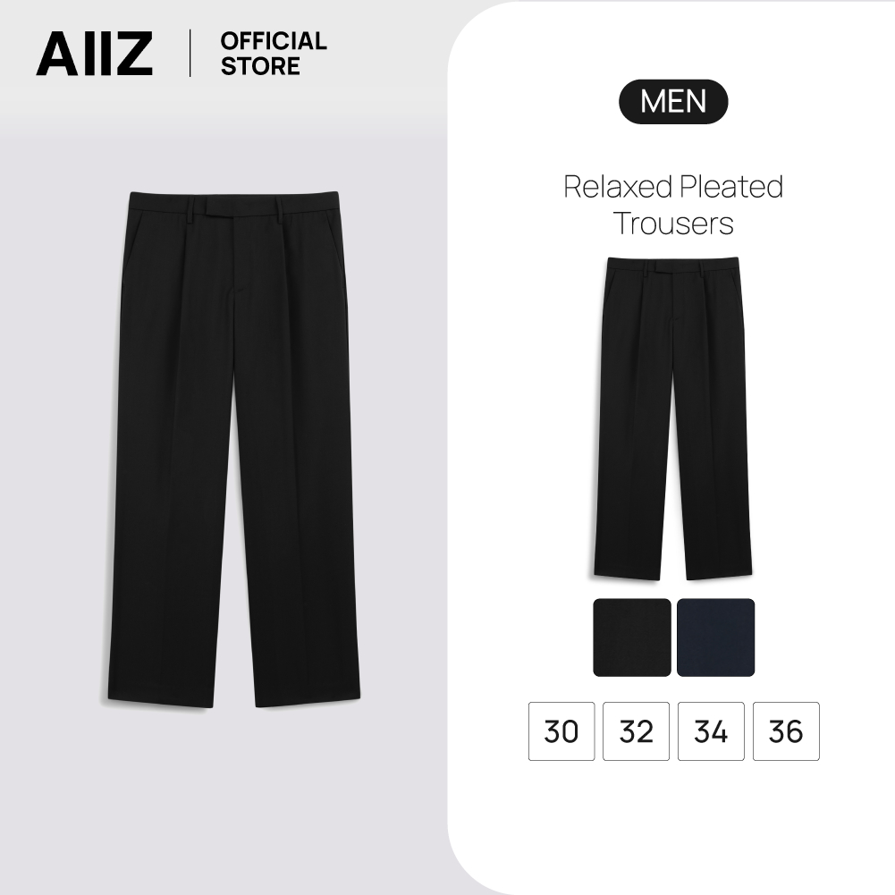 AIIZ (เอ ทู แซด) - AIIZ กางเกงขายาวผู้ชายมีจีบหน้า ทรงหลวม AIIZ Men's Relaxed Pleated Trousers