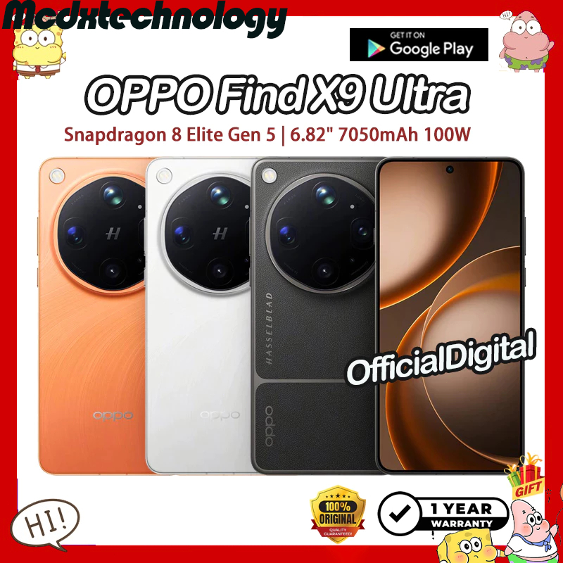OPPO Find X9 Ultra Snapdragon 8 Elite Gen 5 6.82" LTPO AMOLED 7050mAh 100W | สนับสนุนไทยและ Google | รับประกัน 12 เดือน | Shopee Thailand