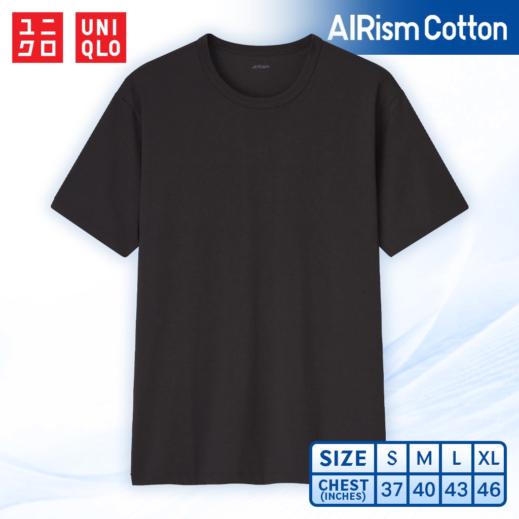 เสื้อยืดแขนสั้น Uniqlo - AIRism Cotton 09 Black
