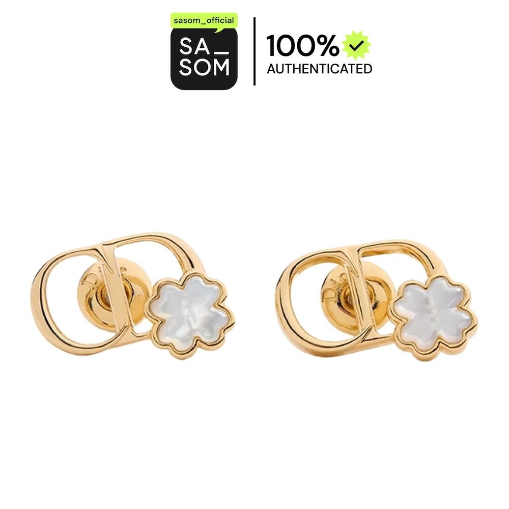 Dior CD Garden Earrings Gold | ของแท้ ตรวจสอบโดย SASOM | Shopee Thailand