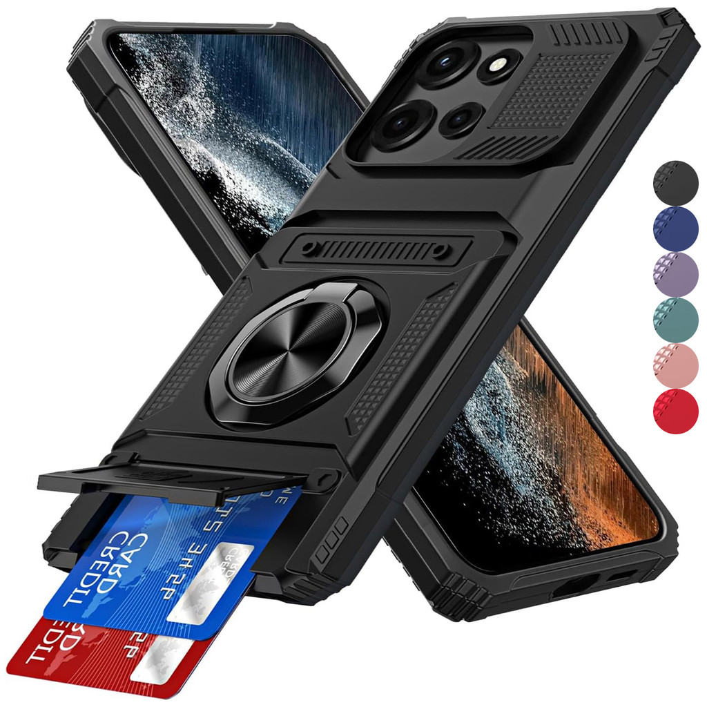 Motorola Moto Edge 60s/60/50 Ultra/Fusion/Pro | Moto G Stylus/G Play/G Power/G 5G 4G 2023 2024 2025 กระเป๋าสตางค์พร้อมผู้ถือบัตร,360°ขาตั้งแหวนเคสที่ทนทานกันกระแทกเกรดทหาร | Shopee Thailand