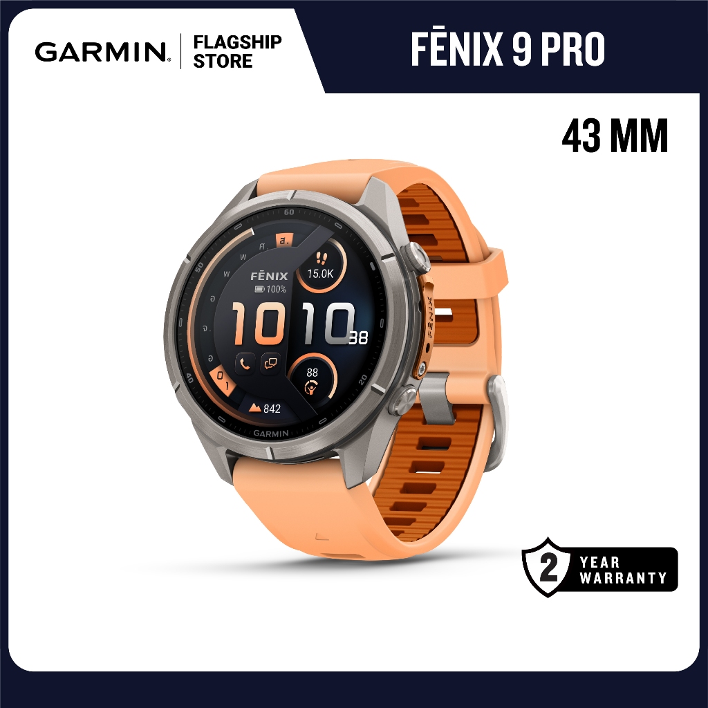 Garmin fenix 9 Pro – 43 mm, AMOLED นาฬิกาสมาร์ทวอทช์ รับประกันศูนย์ไทย 2 ปี