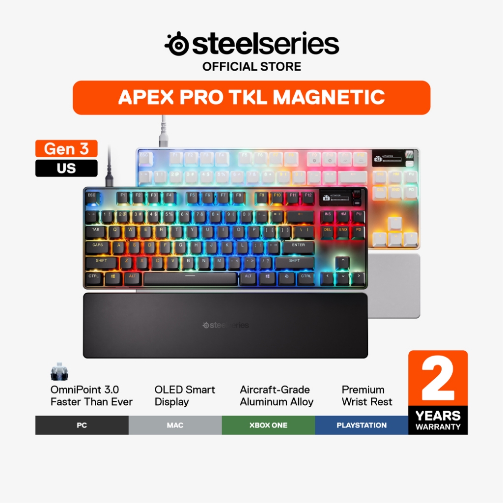 SteelSeries Apex Pro TKL Gen 3 Gaming Keyboard คีย์บอร์ดเกมมิ่ง สวิตช์ OmniPoint 3.0 HyperMagnetic | Shopee Thailand