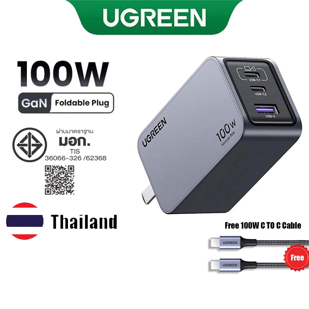 UGREEN Nexode Pro 100W GaN USB C Charger 3-Port Fast Wall Charger Travel Charger