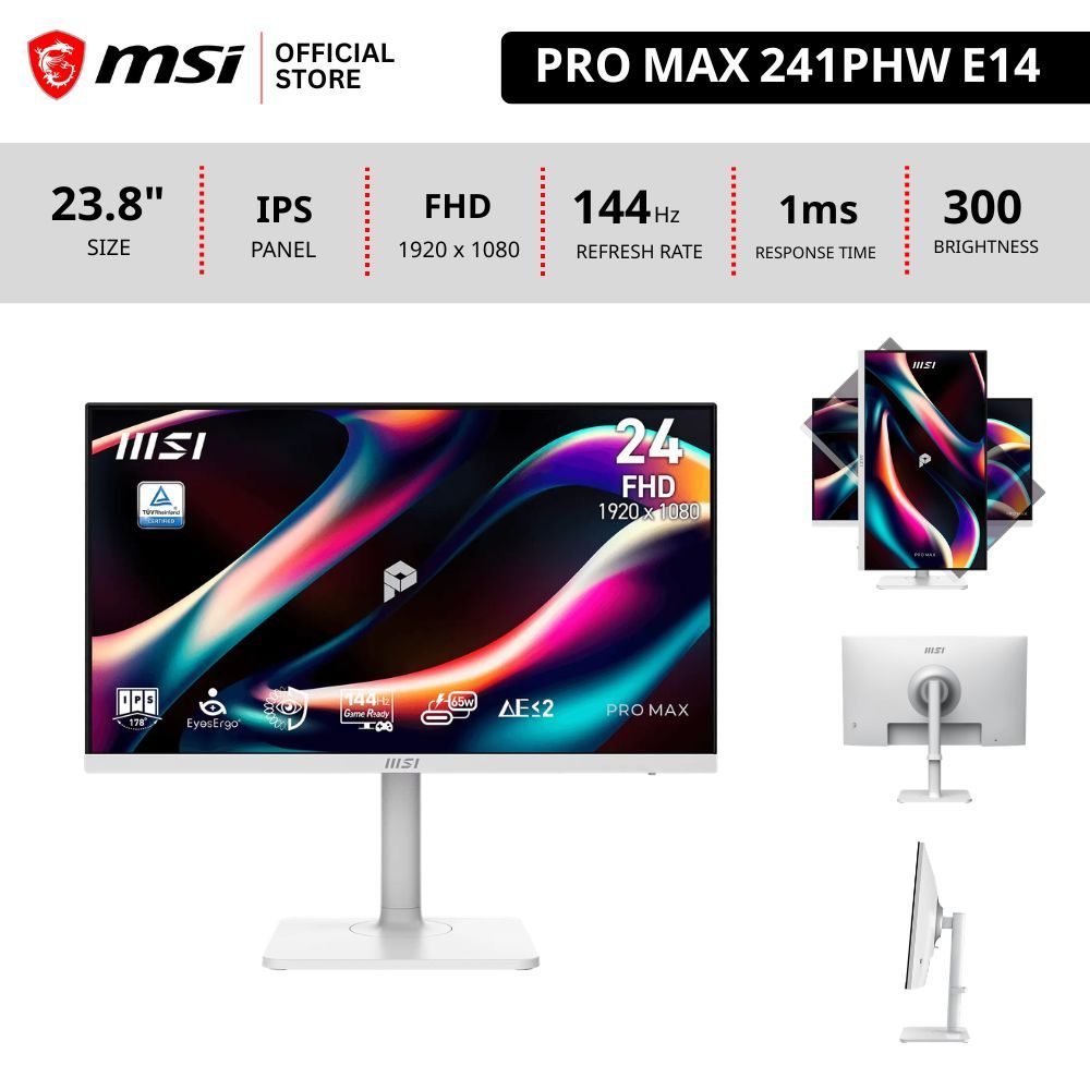 MSI PRO MAX 241PHW E14 จอคอมพวเตอร์ 23.8" Monitor1 920 x 1080 (FHD)