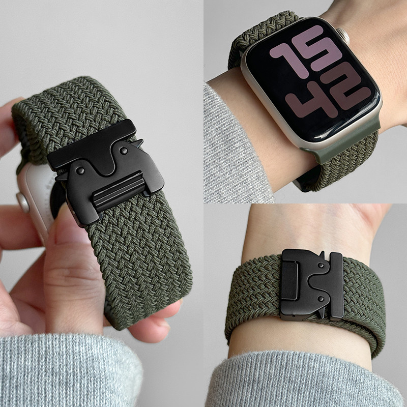 Braided Solo Loop Strap Nylon Band Correa สําหรับ Apple watch 46/44/45/42 มม.40 มม.38 41 มม.Ultra2 49 มม.Iwatch Series 10 9 SE 8 7 6 5 4