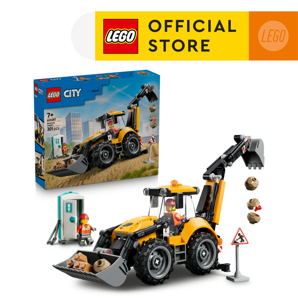 LEGO City 60480 Yellow Backhoe Loader (301 Pieces), Building Blocks, Kids Toy