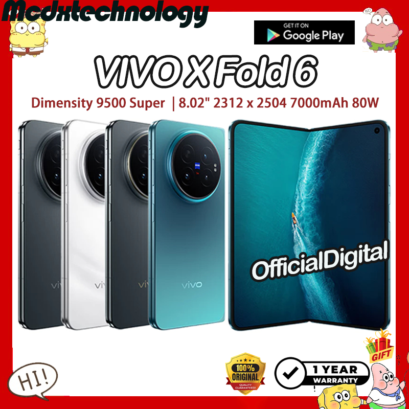 VIVO X Fold 6 Dimensity 9500 Super 8.02" Foldable LTPO AMOLED 7000mAh 80W VIVO X Fold6 | รับประกัน 12 เดือ