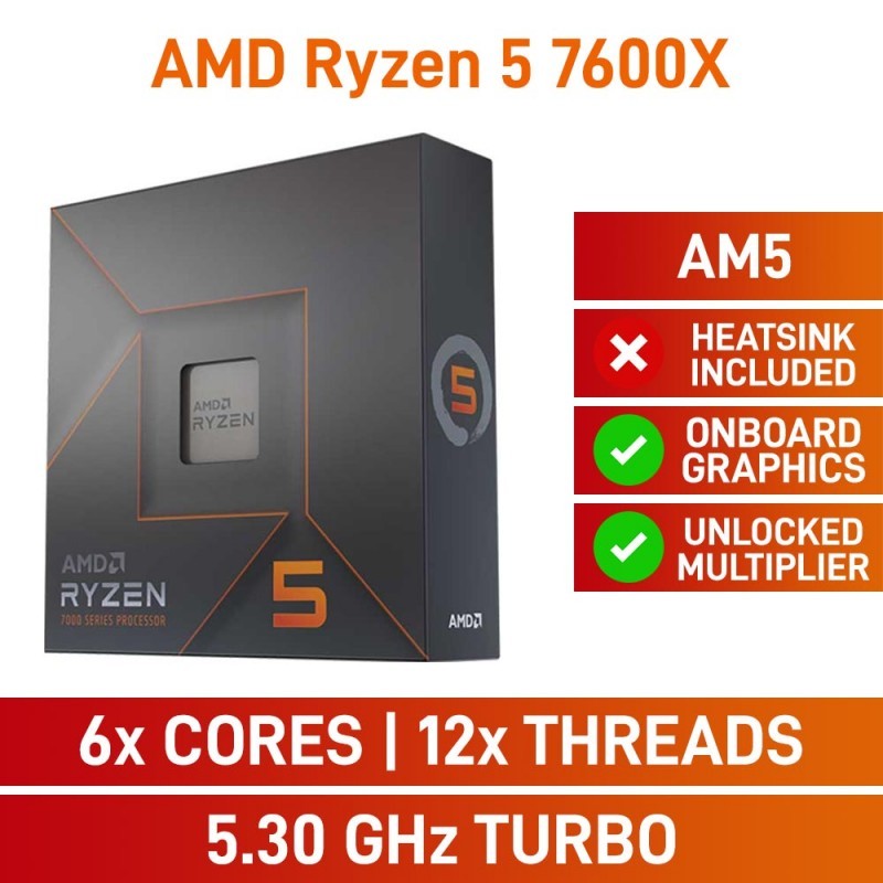 🔥ขายดีมาก🔥CPU (ซีพียู) AMD RYZEN 5 7600X 4.7 GHz (SOCKET AM5) รับประกัน 3 - Y