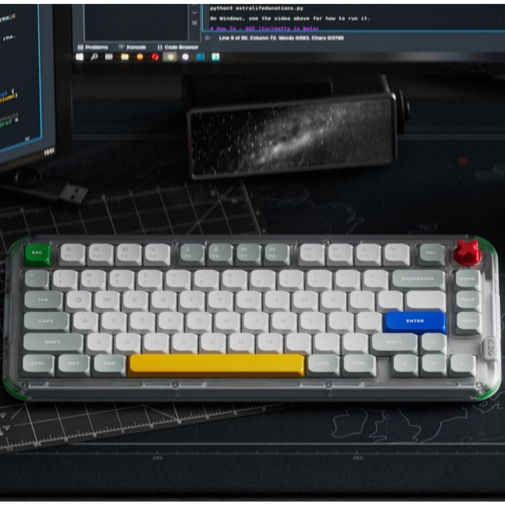 Nuphy Kick75 คีย์บอร์ดไร้สายโปรไฟล์ต่ําพร้อมการควบคุมระดับเสียง,คีย์บอร์ด RGB แบบถอดเปลี่ยนได้แบบ 75%,80 คีย์,พร้อมปุ่มกด PBT,BT/2.4G/USB-C