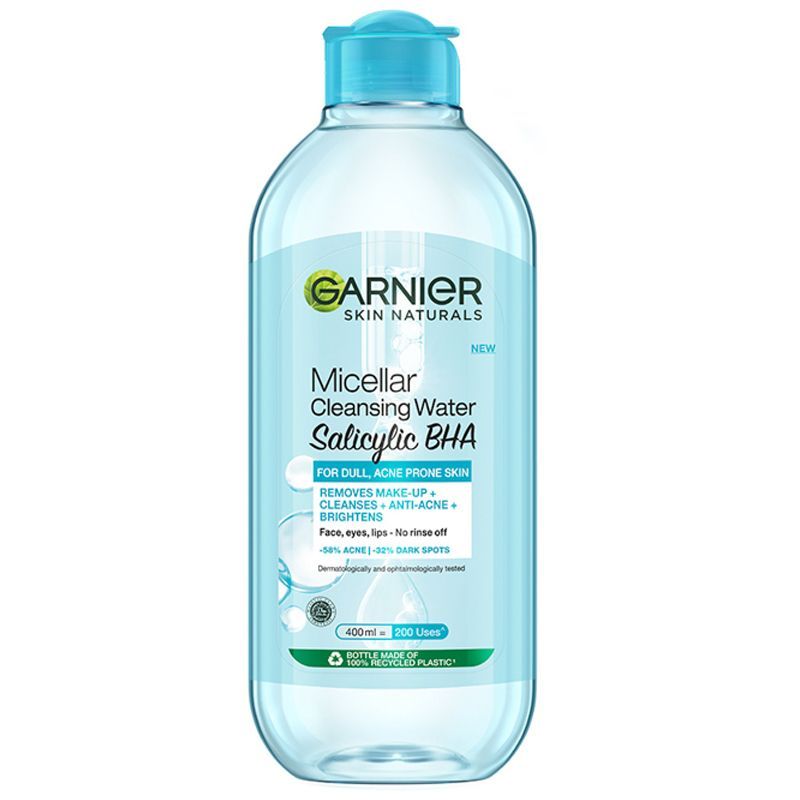 การ์นิเย่ไมเซล่าคลีนซิ่งวอเตอร์ซาลิไซลิคบีเอชเอ 400มล. Garnier Micellar Cleansing Water Salicylic BHA 400ml.