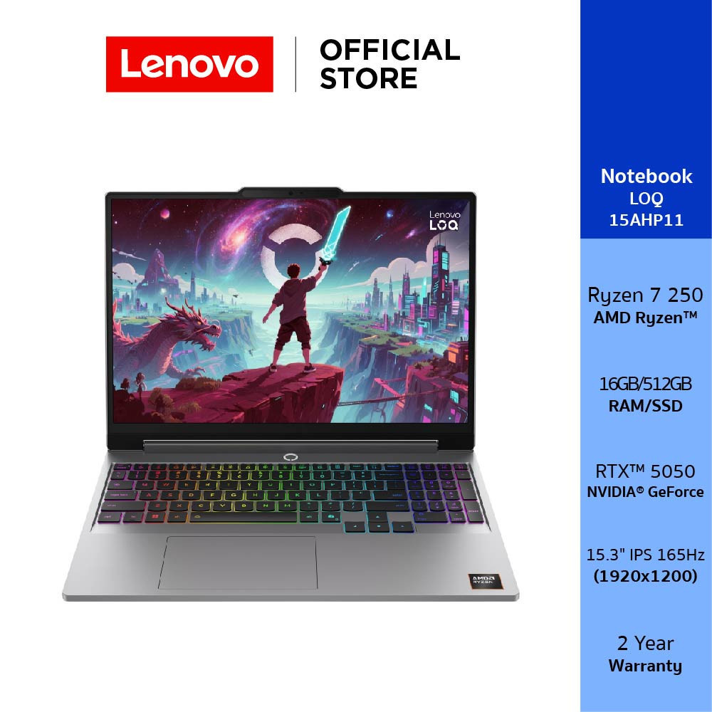 Lenovo LOQ 15AHP11(83TN005RTA)Notebook Ryzen 7 250 RTX 5050 RAM 16GB SSD 512GB 15.3"IPS | AI-Powered Gaming PC