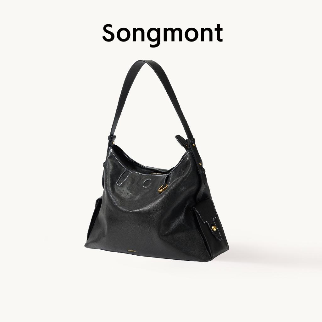 Songmont Medium Yore Hobo Bag กระเป๋าสะพายหนังฟอกผักความจุขนาดใหญ่สําหรับ Commuting Minimalist สําหรับผู้ชายและผู้หญิง